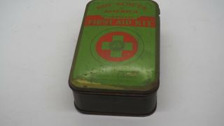 Vintage Boy Scouts Official Johnson & Johnson First Aid Kit Green Tin