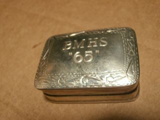 Vintage 925 Sterling Silver Ring / Trinket / Pill Box Bmhs " 65 "