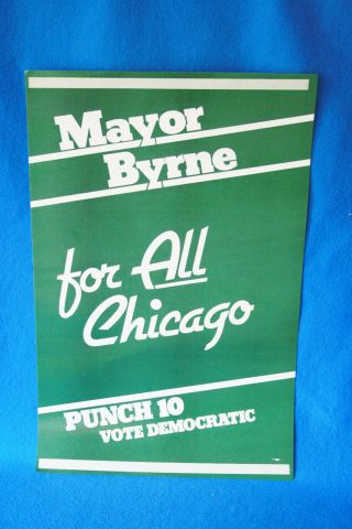 Vintage Mayor Jane Byrne - For All Chicago Campaign Poster - 22 " X 14 "