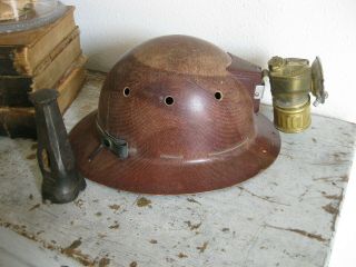 Vintage Skullgard Coal Miner Hard Hat Justrite Carbide Lamp Safety Light Hammer