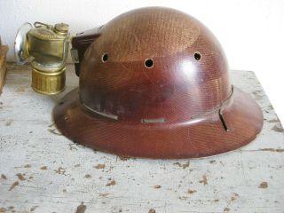 Vintage Skullgard Coal Miner Hard Hat Justrite Carbide Lamp Safety Light Hammer 3