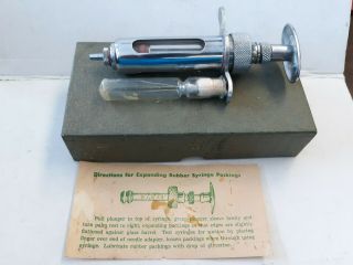 Vintage Stainless Ideal Id106 Veterinary 10cc Syringe & Needle