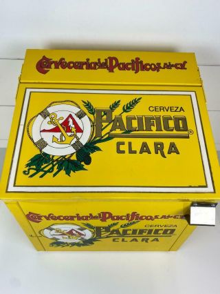 Pacifico Clara Cerveza Beer Cooler Metal Ice Chest Man Cave Mexico HTF XLNT 2