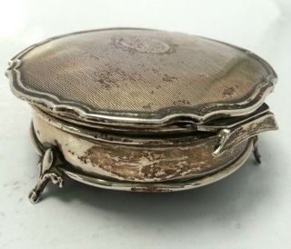 Vintage Sterling Silver Trinket Pot /box With Lid Embossed Vanity 603