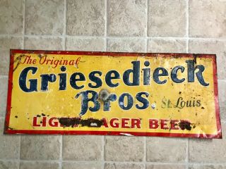 Vintage Rare Griesedieck Bros Light Lager Beer Metal Sign St.  Louis