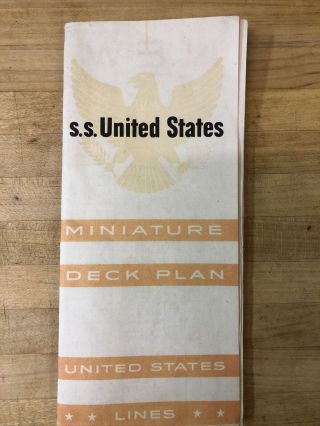 The S.  S.  United States Lines Miniature Deck Plan Brochure March 1954