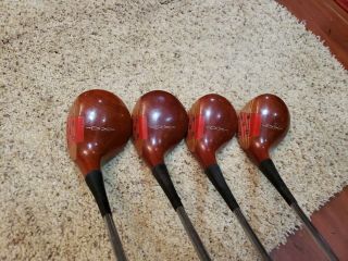 Vintage Macgregor Dxw2 Persimmon Wood Set 1,  2,  3,  4 Perfect Leather Grp