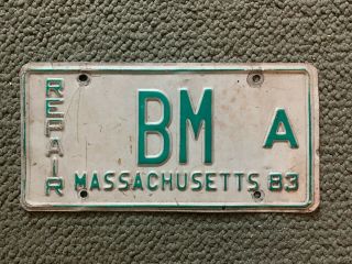 1983 Massachusetts Repair Vanity License Plate Bm A Tow Truck