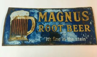 9 Vintage Magnus Root Beer Syrup Tin Container Soda 1910 - 20 