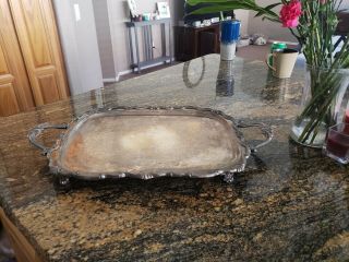 Vintage Footed Silverplate Serving Tray,  Fb Rogers Silver Co.