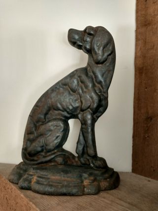 Large Vintage Cast Iron Hound Dog Doorstop Heavy (7.  5 Pounds) 11.  5 " Tall
