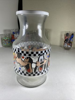 Walt Disney Company Goofy Anchor Hocking Vintage Clear Glass Carafe Vase Jar Lid