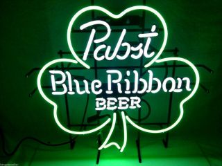 Pbr Pabst Blue Ribbon Beer Clover Real Neon Sign Beer Bar Light Lamp Home Decor