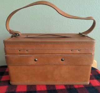Vintage Hartmann Leather Luggage Golden Brown Hard Case Makeup Cosmetics