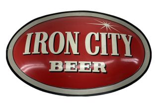 Rare Vintage Iron City Beer Raised Tin Metal Bar 22 " X 14 " Sign