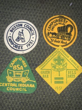 4 1951 Felt Bsa Patch Central Indiana Council Gold Rush Oneida Arrowhead Boston