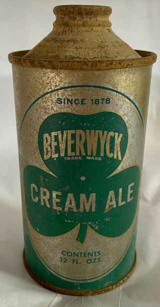 Beverwyck Cream Ale,  Cone Top Beer Can,  Cap,  Irtp,  Albany,  Ny,  Since 1878