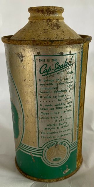 Beverwyck Cream Ale,  Cone Top Beer Can,  Cap,  IRTP,  Albany,  NY,  Since 1878 2