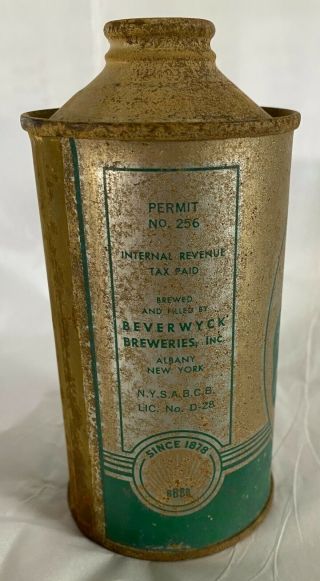 Beverwyck Cream Ale,  Cone Top Beer Can,  Cap,  IRTP,  Albany,  NY,  Since 1878 4
