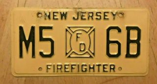 Jersey Firefighter Auto License Plate " M5 6b " Nj Fireman Fire Volunteer