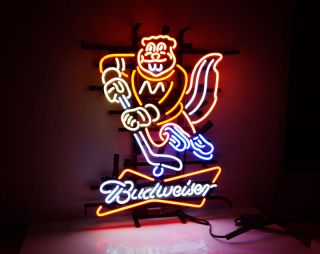 Hockey Bud Beer Bar Neon Light Sign Bistro Workshop Window Wall Room Decor