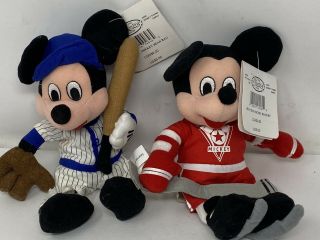 Disney Mickey Mouse Sports Baseball Hockey 8 " Plush Bean Bags Beanies
