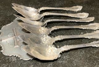 Set Of 6 Vintage 1847 Rogers Bros.  Fruit Spoons Silverplate With Wall Plate