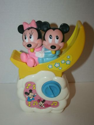 Vintage 1984 Arco Disney Mickey And Minnie Mouse Wind Up Musical Crib Rail Toy