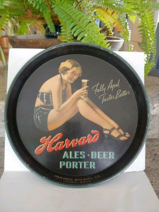 12 " Harvard Ales Beer Porter Bathing Beauty Tray Lowell Mass.