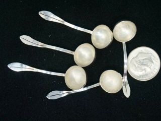 Vintage Sterling Silver Salt Spoon Set Of 5 Marked Sbm Validated Sterling