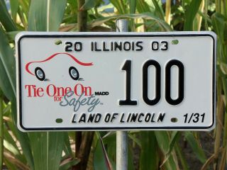 2003 Illinois Madd Mothers Against Drunk Driving License Plate 3 Digit 100