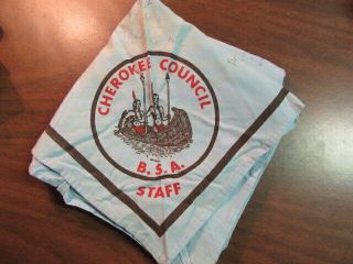 Cherokee Council Blue Staff Neckerchief,  Signed By Staff Members Eb23