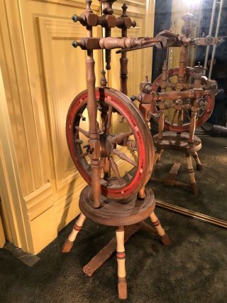 Vintage Spinning Wheel,  36 " Tall,  Hand Painted,  Decorated Made In Italy