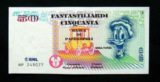 1997 Italy Disney Banknote Grandma Duck 50 Fantastiliardi Unc