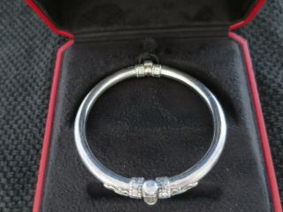 Vintage silver hinged bangle bracelet stamped 925 weight 32g ornate detail 3