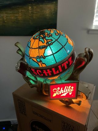 1976 Schlitz Table Top Rotating Globe Sign