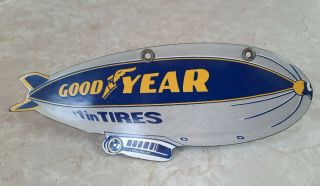 Vintage Goodyear Blimp Tire Porcelain Sign Car Truck Oil Gas Gasoline Automotive