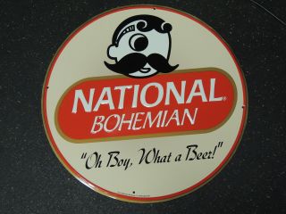 National Bohemian Tin Beer Sign 20 " Round By G.  Helleman Brewing Boh