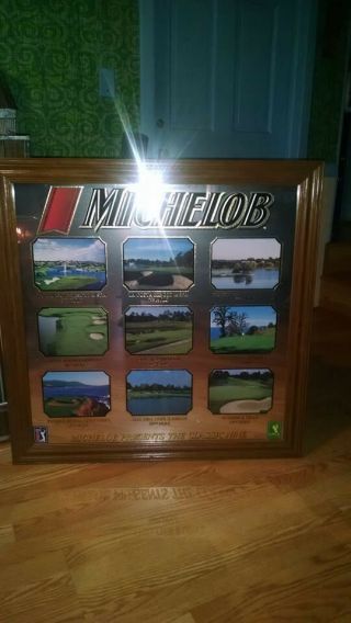 Rare Michelob Beer Presents The Classic Nine Pga Golf Course Bar Mirror (read)