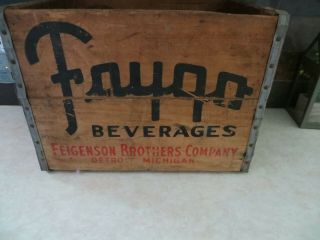 Vintage Faygo Soda/pop Wood Crate 1950s Feigenson Brothers Detroit,  Mi 12 - 32 Oz