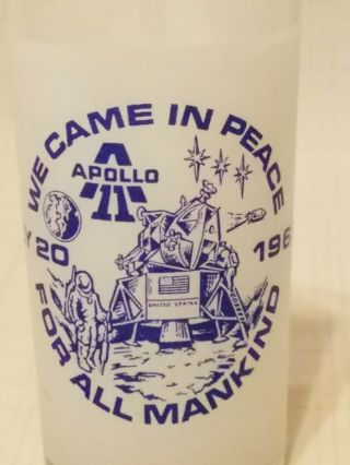Vintage Space Travel Memorabilia 1969 Apollo 11 Drinking Glass