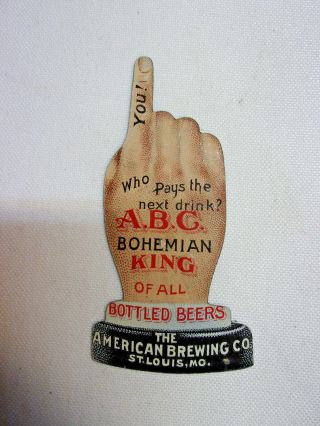 Pre Prohibition Abc Bohemian Beer Tin Litho Spinner American Brewing Co