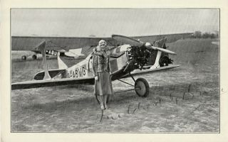 Pc Of The Hon Mrs Victor Bruce Pilot Standing By A Miles Satur Plane Signed