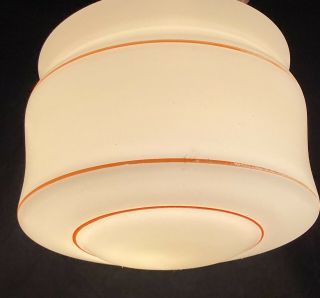 Art Deco Cream With Orange Trim Vintage Glass Light Shade Suits Diana Lamp