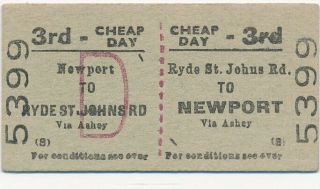 British Railways Ticket (isle Of Wight) - Ryde St Johns Rd To Newport Via Ashey