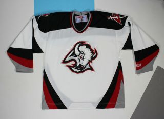 Vintage Nhl Buffalo Sabres Ccm White " Goat Head " Hockey Jersey (size Xl)