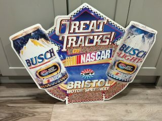 Rare Busch Beer Racing Sign Nascar Busch Light Bristol Tin 2001bar Man Cave Keg