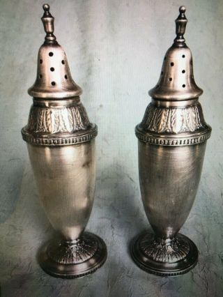 2 Pc Set Antique 1847 Rogers Bros Silver Marquise 009144 Salt & Pepper Shakers
