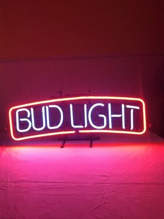Vintage Bud Light Beer Neon Light Up Sign Annheuser Busch Circa 1992