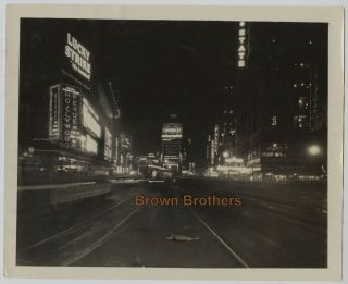 Vintage 1929 Ny @ Night Times Square Lucky Strike Chevrolet Lights Sign Photo 4